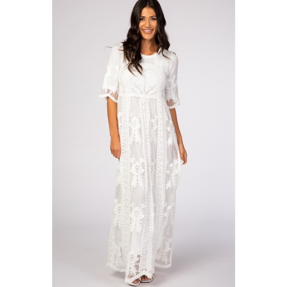 Pinkblush lace maxi maternity photoshoot dress